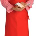 tablier boucher. uni polyester / coton. h130 x l100 cm. tu - rouge